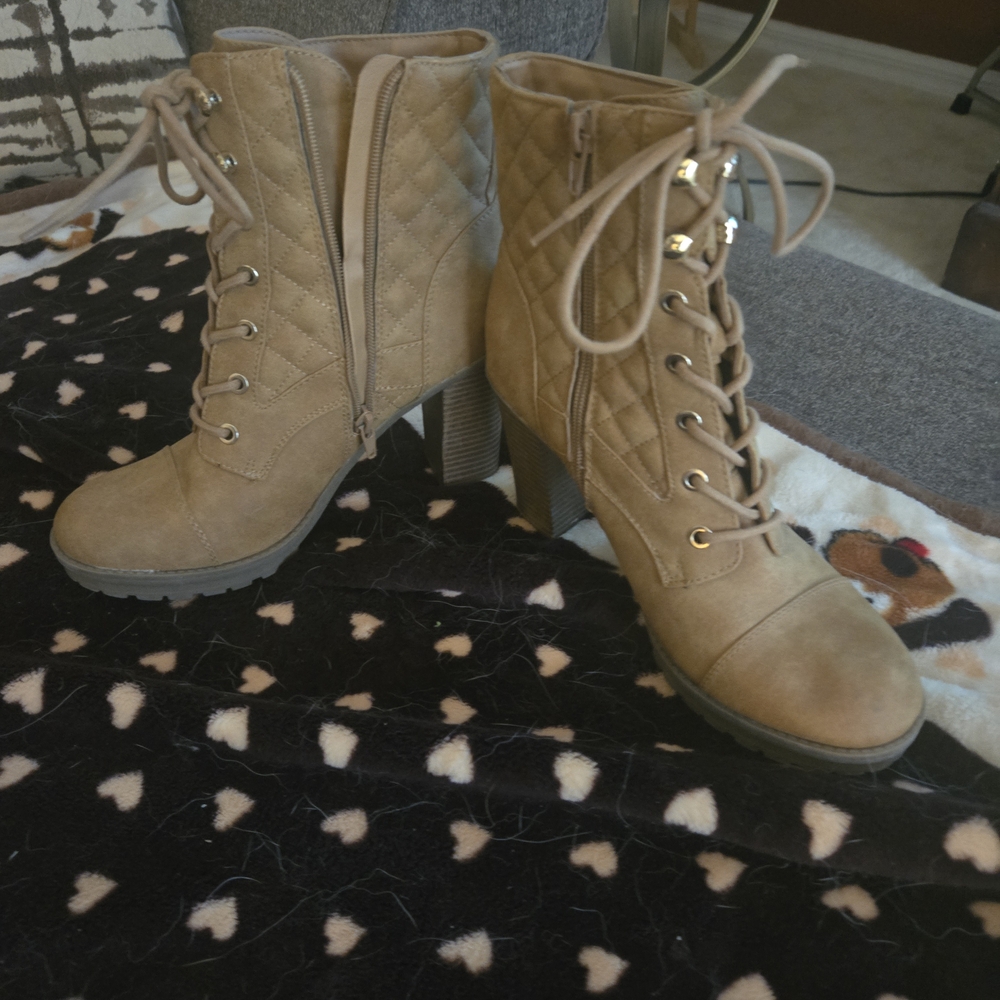 COPY - G by Guess Tan Lace Up Boots with Classic Combat Style